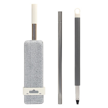 兰诗（LAUTEE）TTB-800 不锈钢杆免手洗挤水平板拖把 大号干湿两用尘推 拖把+1个拖布