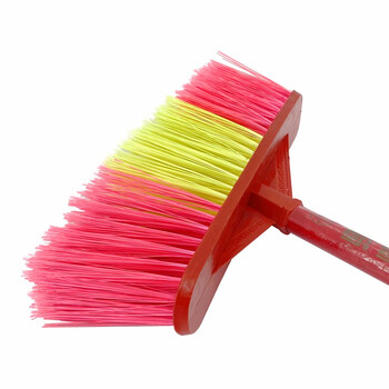 兰诗（LAUTEE）SB-0318 加长杆环卫物业木柄扫把笤帚 红色长斜杆宽头