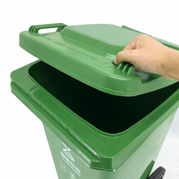 兰诗（LAUTEE）100A 大号户外垃圾桶 物业环卫商用带盖分类垃圾桶果皮箱 可定制 100L草绿厨余垃圾