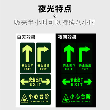 海斯迪克 HK-46 消防自发光标识 夜光消防逃生疏散指引标识 安全出口标牌（安全出口 ）【10片】13.7*36cm