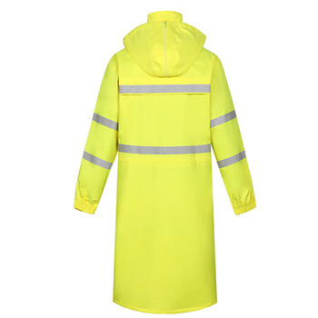 者也（ZYE）长款雨衣 成人男巡逻徒步防汛急救物业保安双层防水加厚单人反光雨衣雨披可印字031 荧光黄 XL码