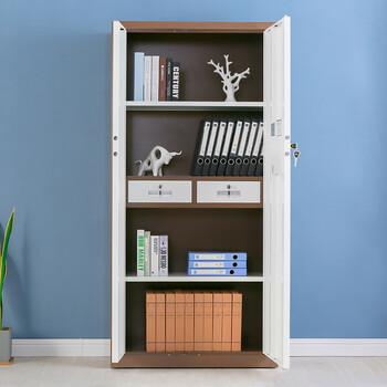 欧思泰国保锁通门二抽保密柜密码文件柜加厚钢制保密办公柜   通门咖白套国保指纹锁