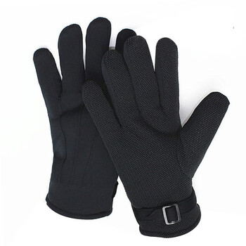 者也（ZYE）执勤阅兵加绒厚手套 三筋点胶防滑棉手套 黑色 L码 