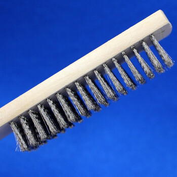 卡质 KAZHI 6排不锈钢丝刷 木柄钢丝刷 金属表面清洁刷 除漆除锈刷子 单个装