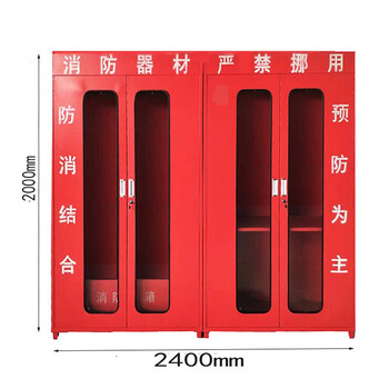 万尊消防柜室外工地微型消防站柜带门2.4米*2米工地展示柜+消防器材套餐WZ-XF-2401M