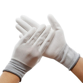 者也 10双防静电手套尼龙PU涂掌涂层防滑耐磨贴手无尘车间电子劳保手套透气 独立包装【涂掌L号】