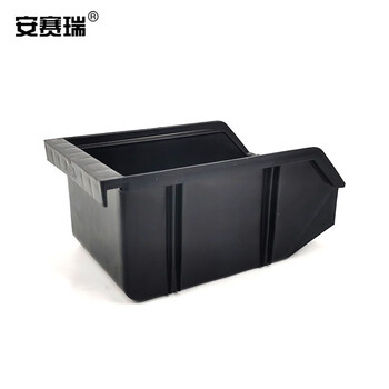 安赛瑞 零件盒 可堆挂背收纳盒 斜口组立式物料盒 电子元件塑料箱 175×105×80mm 黑色 16342