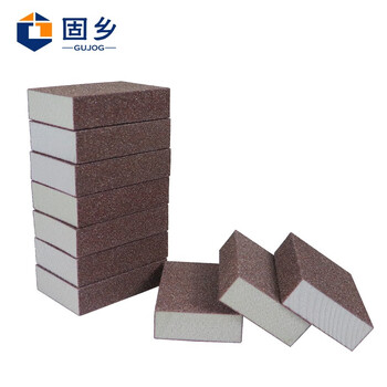 固乡 金刚砂海绵砂纸块 打磨海绵 抛光除锈干湿两用 10片装四面款 60# 120-180目