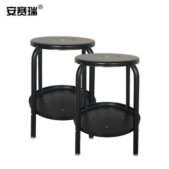 安赛瑞 工具凳 两层带工具收纳盘凳 金属圆凳四角凳 维修凳 直径22cm高62cm 430947