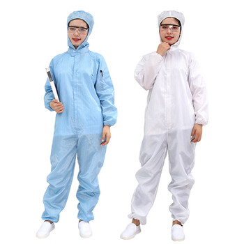 上柯 B2064 无尘服 防尘服喷漆服工业粉尘防护服连体连帽电子洁净无尘衣工作服 L码白色