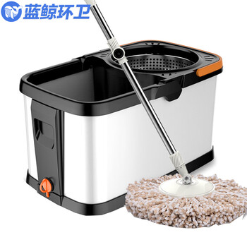 蓝鲸环卫 不锈钢盘+2个头 双驱动免手洗拖把桶加厚带轮不锈钢金属篮旋转拖把拖布桶LJHW-9079