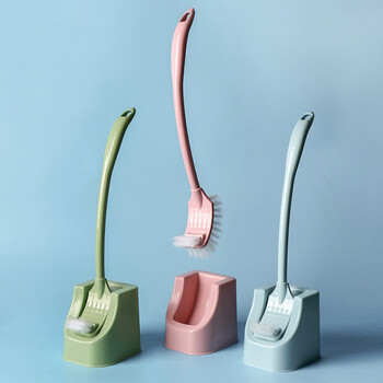 益美得 FH-2012 双面弯曲马桶刷带底座套装卫生间清洁刷 绿色