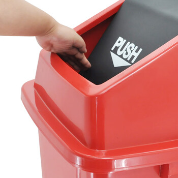 兰诗 XDL-100D 新国标分类摇盖方形垃圾桶 物业环卫垃圾桶 100L红色-有害垃圾