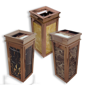 冰禹 BYrl-17 不锈钢垃圾桶 酒店垃圾桶 大堂立式仿大理石垃圾桶 不锈钢黑白