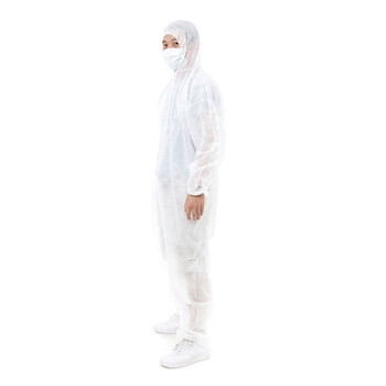 冰禹 一次性防护工作服防尘隔离服 PP白（连帽无脚款） XXXL码 