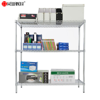 川井（WELLAND）网层货架 三层线网镀铬置物架工业级电镀线棒收纳储物架 单层承重250kg  60*35*120cm