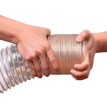 京云灿PU镀铜钢丝通风管 全新料 耐磨耐用  易弯曲 透明镀铜钢丝软管长1米厚0.63mm内径110mm