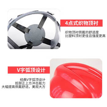 谋福 CNMF 8037-1 高强度 V型施工工地安全帽 工程/ 领导通用定制收费 可定制logo 红色