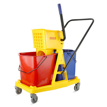 斯图手动下压式榨水车拖把桶保洁清洁车拧水桶挤水桶拖地桶墩布压水车 60L榨水车