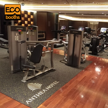 爱柯部落 健身房橡胶垫 跑步机隔音垫减震抗震地胶垫1.25m×1.8m×6mm运动器材抗压地板垫 黑色 可定制110272