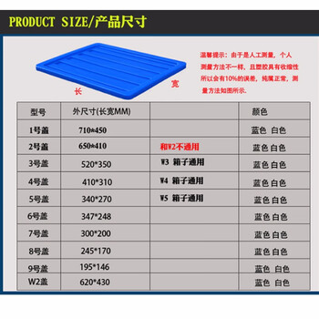 盛富永 塑料周转箱盖子 五金盒元件盒零件盒收纳盒物料盒收纳箱盖子 3号单独盖子蓝色