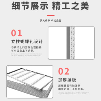 张氏艺佳货架仓储仓库库房储物架超市展示置物架铁架子轻型主架白色2000*500*2000mm四层/单层120KG