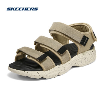 skechers斯凯奇男士凉鞋魔术贴橡胶户外轻便沙滩鞋237197tpbk灰褐色