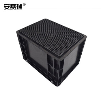 安赛瑞 防静电周转箱 收纳周转箱 整理收纳箱 电子元件盒塑胶框 400×300×280mm 黑色 不带盖 16327
