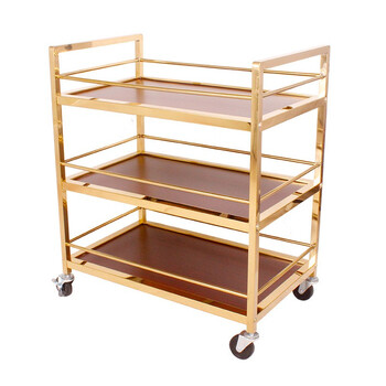 益美得 WY3023 酒店宾馆会所移动三层钛金酒水车手推服务车 740*450*880mm 全钛金款