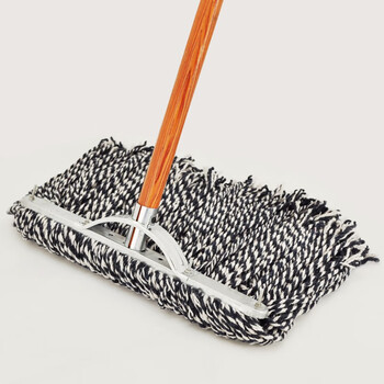 兰诗（LAUTEE）DM- 984 木杆铁头排拖 物业学校老式拖把棉线尘推 40厘米排拖