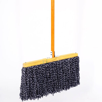 者也 棉线老式拖把 木杆平板拖工厂地板物业车间布排拖吸水拖把 蓝白宽40cm加固款木柄