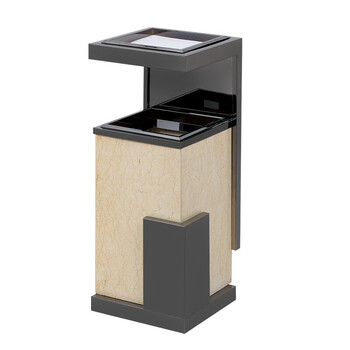 庄太太【不锈钢黑石】酒店宾馆大厅电梯口不锈钢大理石带烟缸立式垃圾桶