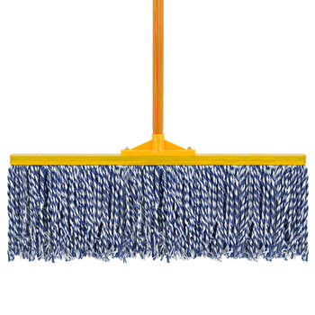 益美得 老式平板拖把商用普通棉线排拖尘推拖把大号木杆墩布 蓝白线80厘米（木头排拖）