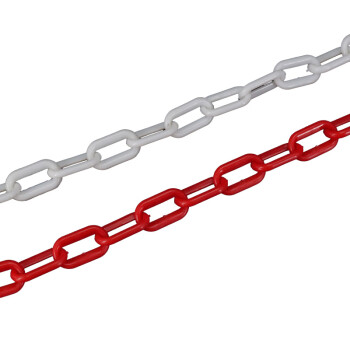 金诗洛 KSL201 塑料警示链条  路锥链条 隔离链子 链条 警示防护链条 隔离墩链条（8mm红白-5米）