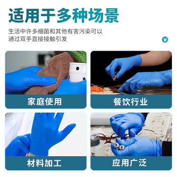 爱马斯（AMMEX）一次性手套餐饮丁腈加厚耐用实验室家务洗碗丁晴手套L码100只/盒