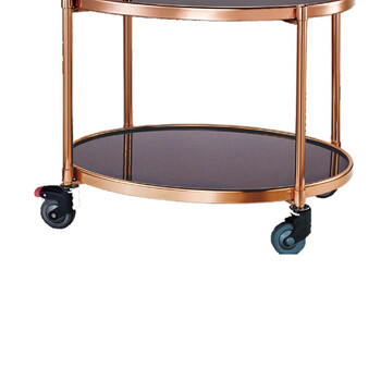 南 C-90E 酒水车 玫瑰金 两层酒水服务车 大堂茶水饮料车 酒店餐车推车置物架 不锈钢甜品车送餐车