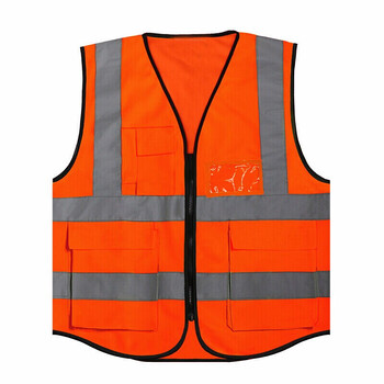 者也 多口袋反光马甲 1件 橘色涤纶透气防尘警示骑行交通环卫施工作业可定制logo 均码