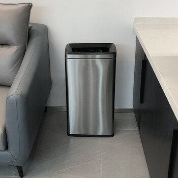 迪恩斯（DEANS）不锈钢垃圾桶公共厕所卫生间大号商用办公室厨房无盖直投方桶果皮桶洗手间擦手纸垃圾桶25升