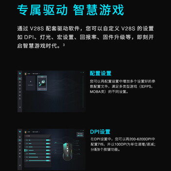 雷柏（Rapoo） V28S 鼠标 有线鼠标 游戏鼠标 8键可编程 RGB鼠标 电竞鼠标 吃鸡鼠标 鼠标宏定义 黑色