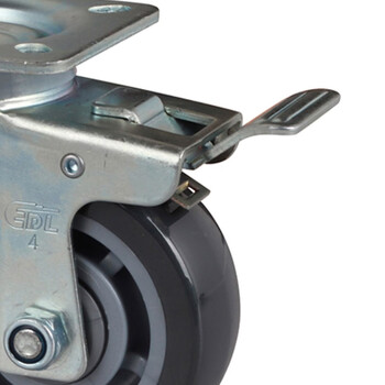 安赛瑞 平顶刹车脚轮 4英寸中型PU低噪音轮 承重200KG滑滚轮 铁双刹易得力定制 16232