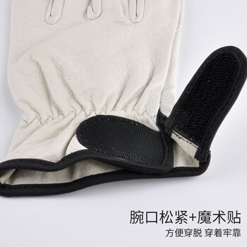 安美尚（ams）淡黄色猪头层皮手套（带魔术贴）定做 2双 XL码