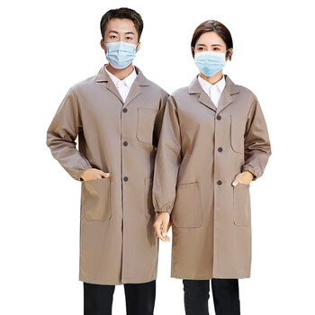 者也 工作服大褂工装劳保服搬运防尘服实验室大褂加厚涤棉蓝大褂 工厂罩衣 卡其