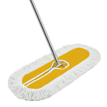 兰诗（LAUTEE）GJ-0120 螺丝扣款大号钢杆尘推 商用酒店物业平板拖把 黄色-60厘米