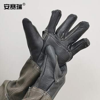 安赛瑞 头层牛皮防咬手套 宠物防抓防咬防口水动物宠物喂药打针灵活手套 28283