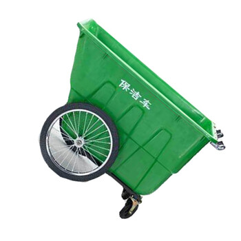 苏识 YJ-A180 苏识环卫垃圾车垃圾清运车保洁手推车大号户外塑料垃圾桶市政物业 400升无盖保洁车 绿色