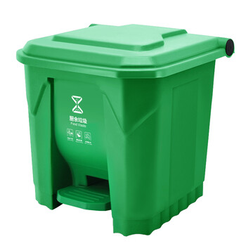 兰诗（LAUTEE）YJ-30 新国标脚踏垃圾桶 物业环卫分类垃圾桶 30L-绿色厨余垃圾