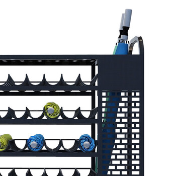 益美得 WY4151 铁艺雨伞架酒店大堂学校收纳架沥水创意置物架 8层10孔 黑色