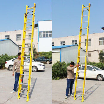盛浦 绝缘伸缩直梯子 玻璃钢工程梯拉绳升降 电工梯加固耐用防滑6米 S-TS060J