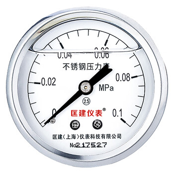 匡建仪表（CONJANT）YTN-60BFZ 不锈钢耐震压力表轴向无边 抗震耐高温防腐蚀 0-0.1mpa 