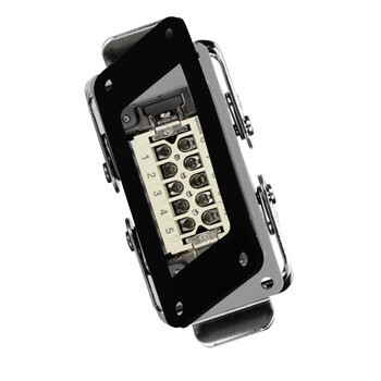 广邦电缆附件 矩形重载连接器 HE-16 16芯工业防水航空插头插座热流道矩形接插件 侧出 16A 一套